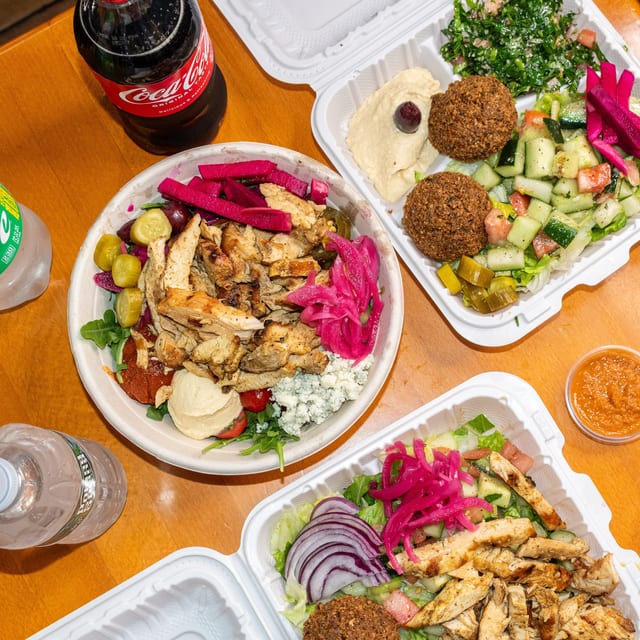 Falafel Chicken Salad Plate.